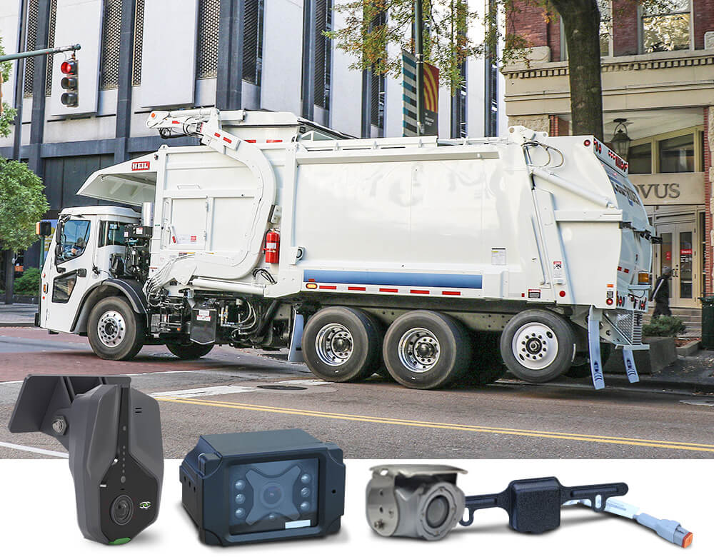 Garbage truck cameras, trash truck camera systems