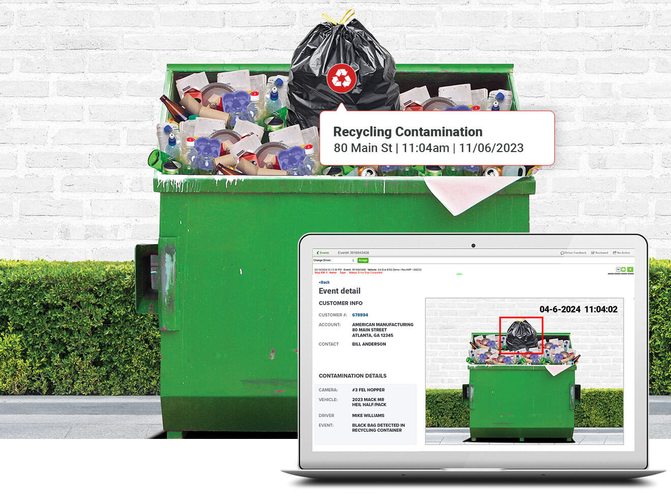 recycling contamination detection software garbage truck route